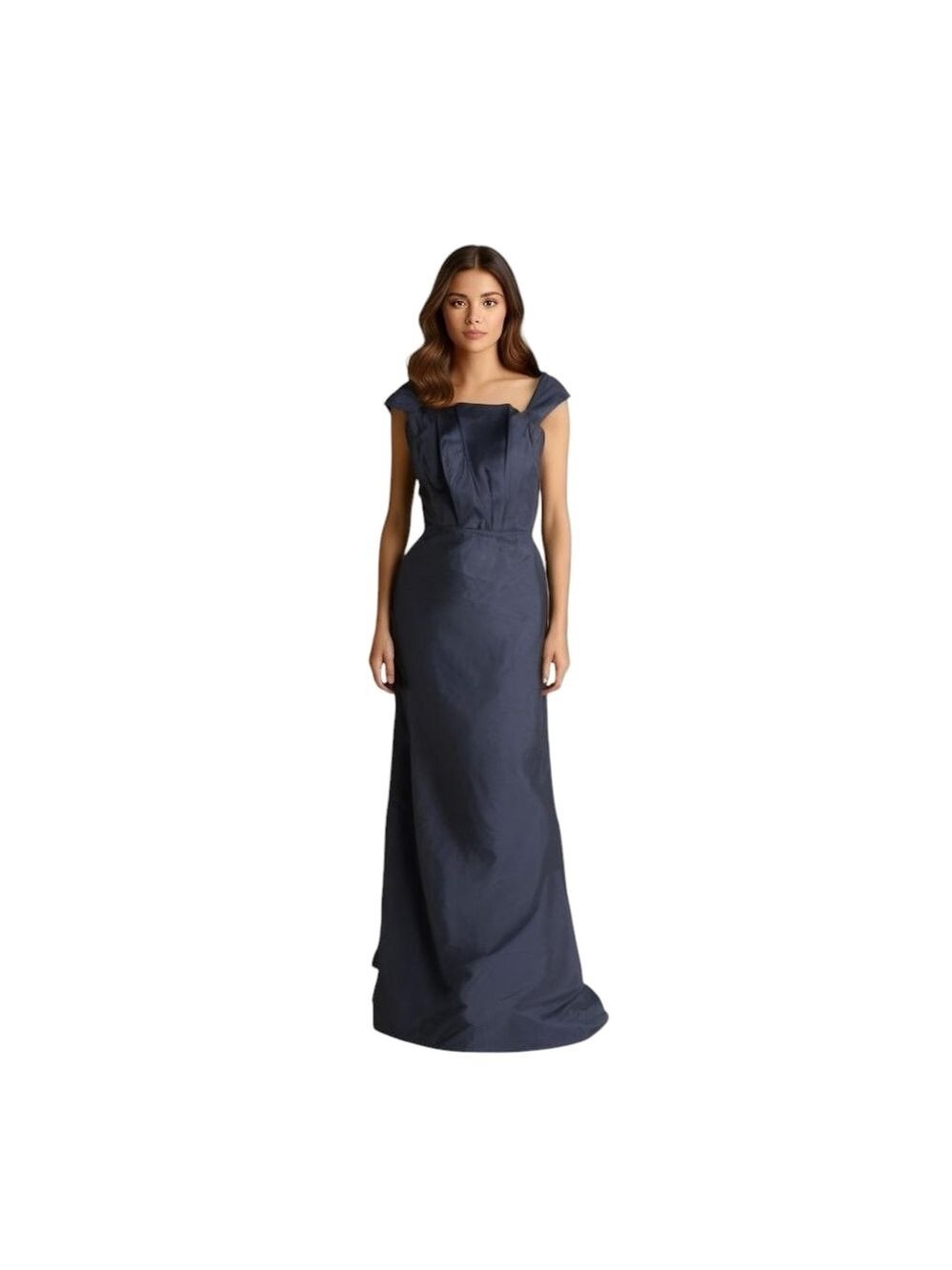 Catherine Regehr Vancouver Silk Blue Maxi Fitted Bodycon Back Zip Dress S